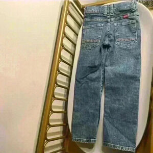 100% cotton vintage wrangler boy bluejeans no flaws adjustable assist wide left